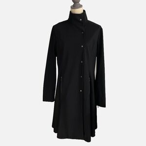 Sarah Pacini Women Swing Trench Coat Jacket Size 3 Large Black Artsy Italy